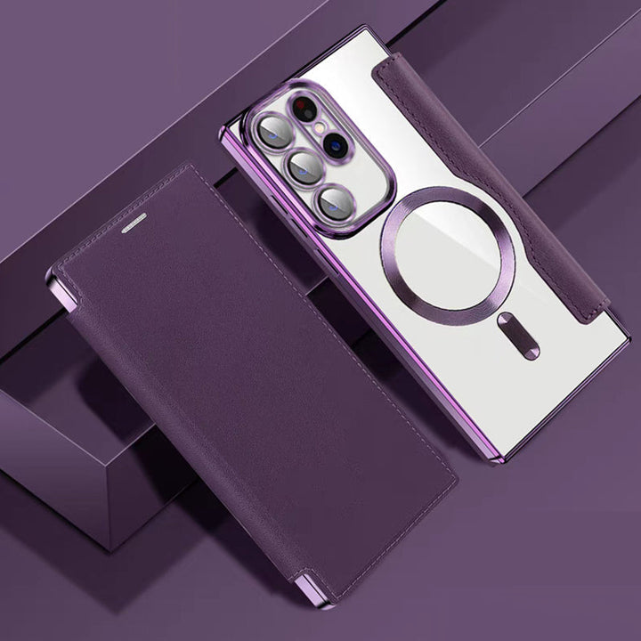 Sandsberg | Magnetisk Samsung Flip-fodral | Läderstruktur med ringhållare
