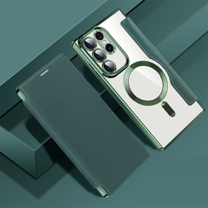 Sandsberg | Magnetisk Samsung Flip-fodral | Läderstruktur med ringhållare