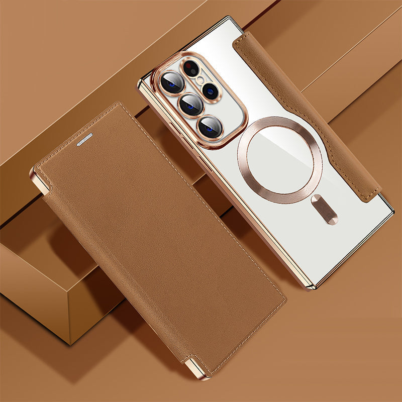 Sandsberg | Magnetisk Samsung Flip-fodral | Läderstruktur med ringhållare