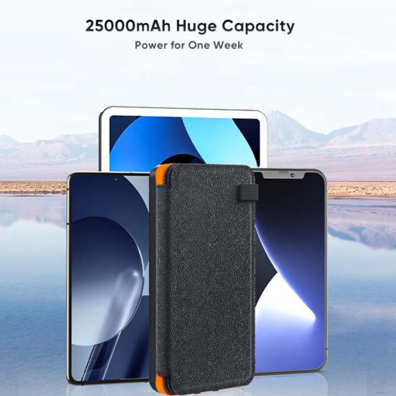 25000mAh Hög Kapacitet Solkraftbank - Snabbladdning