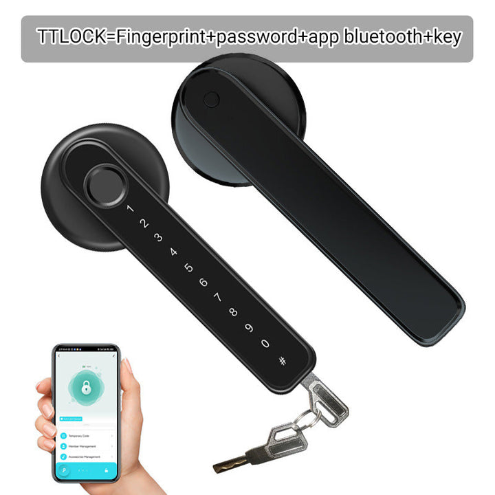 Intelligent dörrhandtag med fingeravtryckssensor och Bluetooth-appkontroll