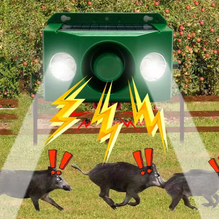 Solenergidrivet djuravskräckningssystem | Blinkande LED & akustisk alarm | Väderbeständig för utomhusbruk