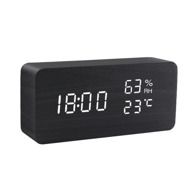 Sandsberg | Trä-LED-väckarklocka | Minimalistisk kubdesign med temperaturvisning | Flera färger