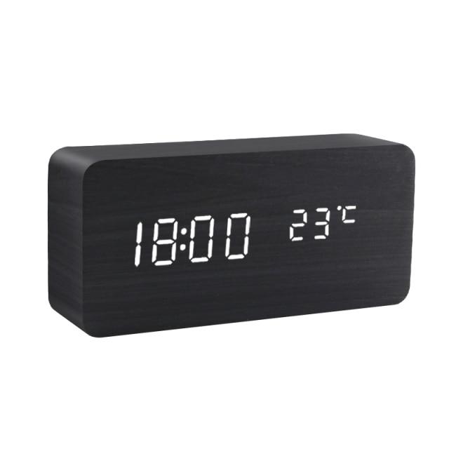 Sandsberg | Trä-LED-väckarklocka | Minimalistisk kubdesign med temperaturvisning | Flera färger