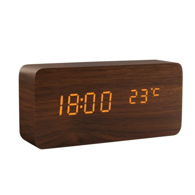 Sandsberg | Trä-LED-väckarklocka | Minimalistisk kubdesign med temperaturvisning | Flera färger