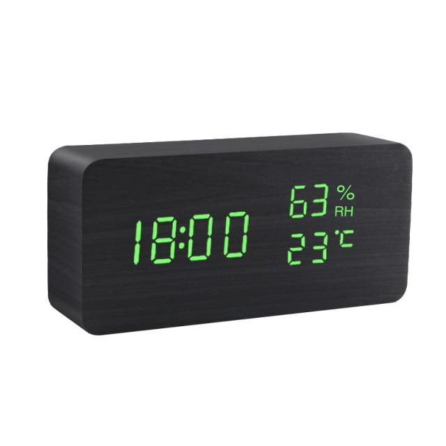 Sandsberg | Trä-LED-väckarklocka | Minimalistisk kubdesign med temperaturvisning | Flera färger